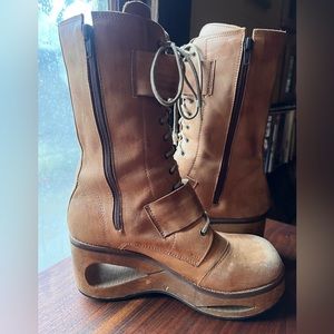 Vintage Platform Boots Womens size 8 Brown Leather 70s